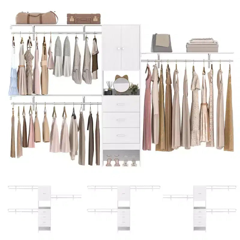 20-120 W Wooden Closet System with Doors and Drawers