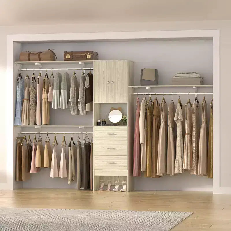 20-120 W Wooden Closet System with Doors and Drawers