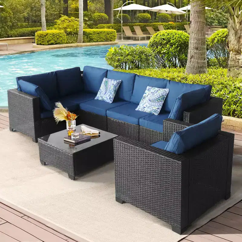 Outdoor Furniture - Terrace Furniture - Guest Room - Balcony Furniture - Outdoor Furniture Suitable Black+Blue