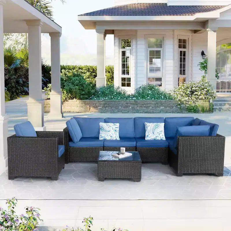 Outdoor Furniture - Terrace Furniture - Guest Room - Balcony Furniture - Outdoor Furniture Suitable Black+Blue