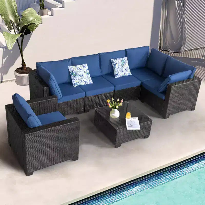 Outdoor Furniture - Terrace Furniture - Guest Room - Balcony Furniture - Outdoor Furniture Suitable Black+Blue