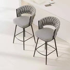 Swivel Dining Chairs with Cushioned Backrest Counter Stool Metal Legs for Kitchen Office