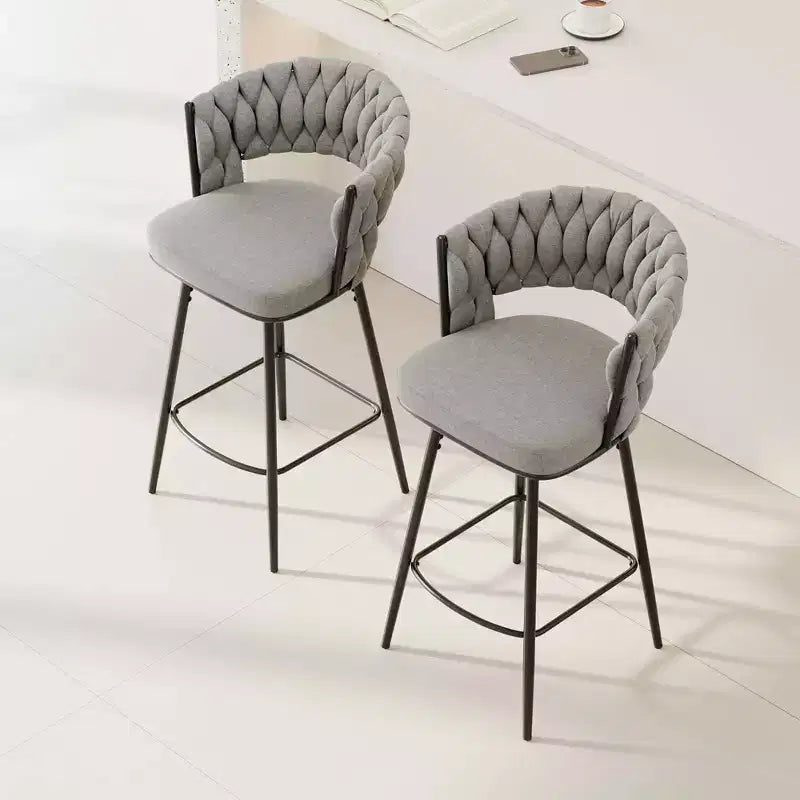 Swivel Dining Chairs with Cushioned Backrest Counter Stool Metal Legs for Kitchen Office