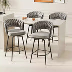 Swivel Dining Chairs with Cushioned Backrest Counter Stool Metal Legs for Kitchen Office