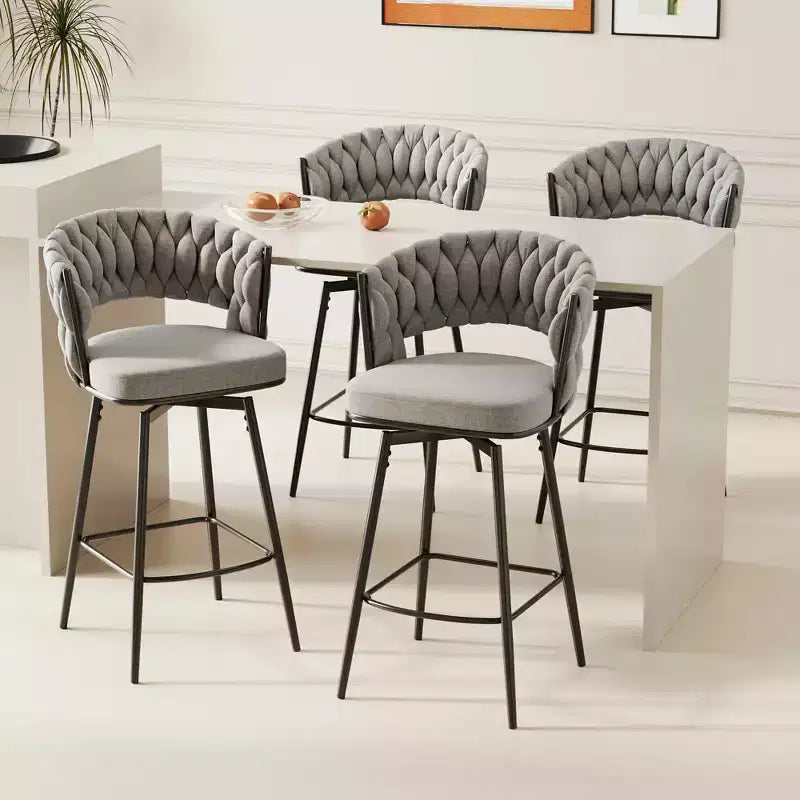 Swivel Dining Chairs with Cushioned Backrest Counter Stool Metal Legs for Kitchen Office