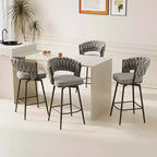 Swivel Dining Chairs with Cushioned Backrest Counter Stool Metal Legs for Kitchen Office