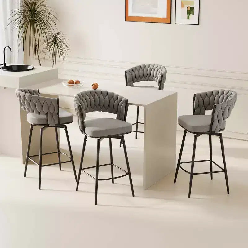Swivel Dining Chairs with Cushioned Backrest Counter Stool Metal Legs for Kitchen Office