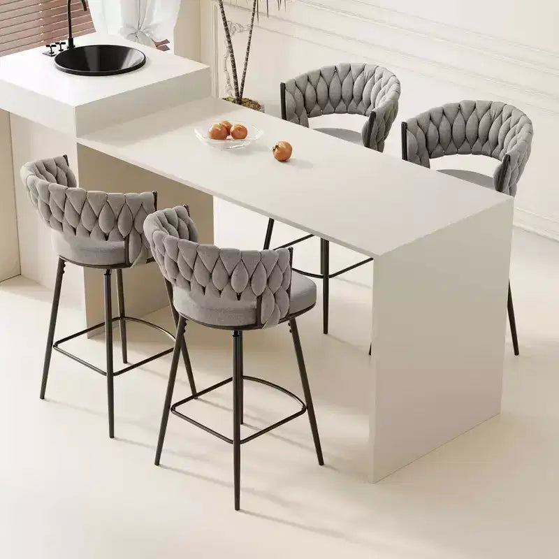 Swivel Dining Chairs with Cushioned Backrest Counter Stool Metal Legs for Kitchen Office