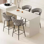 Swivel Dining Chairs with Cushioned Backrest Counter Stool Metal Legs for Kitchen Office