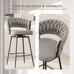Swivel Dining Chairs with Cushioned Backrest Counter Stool Metal Legs for Kitchen Office