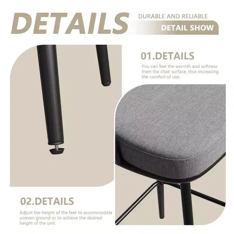 Swivel Dining Chairs with Cushioned Backrest Counter Stool Metal Legs for Kitchen Office