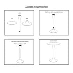 30 Inch Round White Genuine Marble Top Dining Table | Black Metal Tulip Pedestal Base