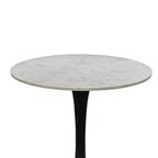30 Inch Round White Genuine Marble Top Dining Table | Black Metal Tulip Pedestal Base