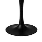 30 Inch Round White Genuine Marble Top Dining Table | Black Metal Tulip Pedestal Base
