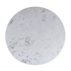 30 Inch Round White Genuine Marble Top Dining Table | Black Metal Tulip Pedestal Base