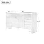 60 Storage Cabinet Buffet Sideboard with 3 Doors, 3 Drawers and Open Shelf, Wood Accent Entryway Console Table Black