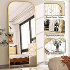 28x71 Gold Full Length Mirror with Stand. Use Freestanding, Hanging, or Leaning as a Large Full Body Mirror