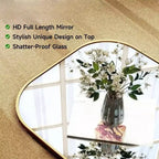 28x71 Gold Full Length Mirror with Stand. Use Freestanding, Hanging, or Leaning as a Large Full Body Mirror