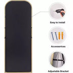 28x71 Gold Full Length Mirror with Stand. Use Freestanding, Hanging, or Leaning as a Large Full Body Mirror
