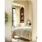 28x71 Gold Full Length Mirror with Stand. Use Freestanding, Hanging, or Leaning as a Large Full Body Mirror