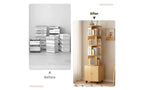 Rotating 5-Tier Corner Bookshelves with Wheels, Vertical Bookshelf, Narrow Storage Racks, Wood Bookcases for Office, Small Space