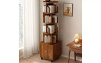 Rotating 5-Tier Corner Bookshelves with Wheels, Vertical Bookshelf, Narrow Storage Racks, Wood Bookcases for Office, Small Space