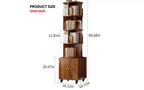 Rotating 5-Tier Corner Bookshelves with Wheels, Vertical Bookshelf, Narrow Storage Racks, Wood Bookcases for Office, Small Space