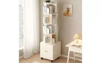 Rotating 5-Tier Corner Bookshelves with Wheels, Vertical Bookshelf, Narrow Storage Racks, Wood Bookcases for Office, Small Space