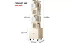 Rotating 5-Tier Corner Bookshelves with Wheels, Vertical Bookshelf, Narrow Storage Racks, Wood Bookcases for Office, Small Space