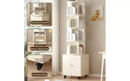 Rotating 5-Tier Corner Bookshelves with Wheels, Vertical Bookshelf, Narrow Storage Racks, Wood Bookcases for Office, Small Space