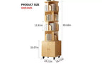 Rotating 5-Tier Corner Bookshelves with Wheels, Vertical Bookshelf, Narrow Storage Racks, Wood Bookcases for Office, Small Space