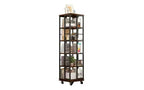 Rotating 5-Tier Corner Bookshelves with Wheels, Vertical Bookshelf, Narrow Storage Racks, Wood Bookcases for Office, Small Space