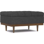 Tiana 34 inch Wide Contemporary Rectangle Storage Ottoman in Slate Grey Polyester Linen