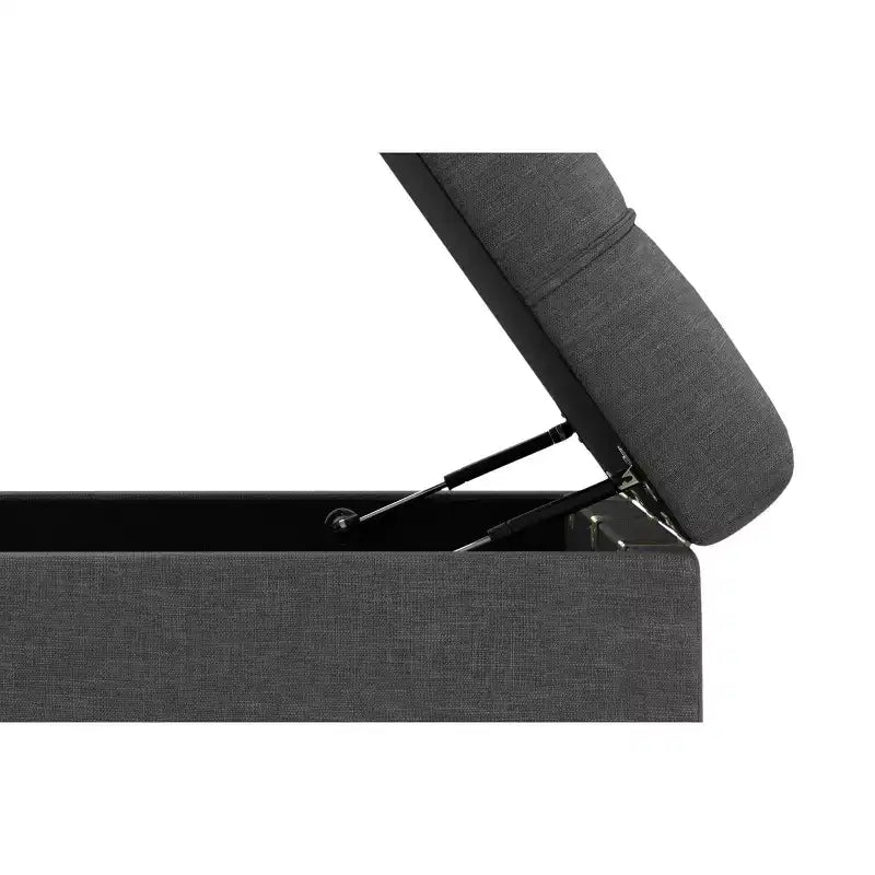 34 inch Wide Contemporary Rectangle Storage Ottoman in Slate Grey Polyester Linen
