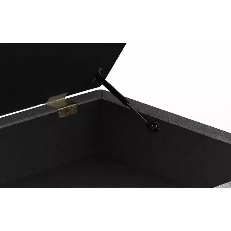 34 inch Wide Contemporary Rectangle Storage Ottoman in Slate Grey Polyester Linen