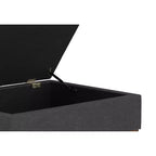 34 inch Wide Contemporary Rectangle Storage Ottoman in Slate Grey Polyester Linen