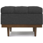 34 inch Wide Contemporary Rectangle Storage Ottoman in Slate Grey Polyester Linen