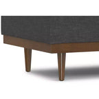 34 inch Wide Contemporary Rectangle Storage Ottoman in Slate Grey Polyester Linen