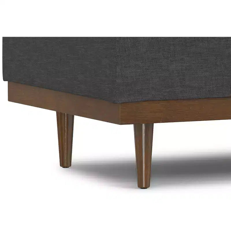 34 inch Wide Contemporary Rectangle Storage Ottoman in Slate Grey Polyester Linen