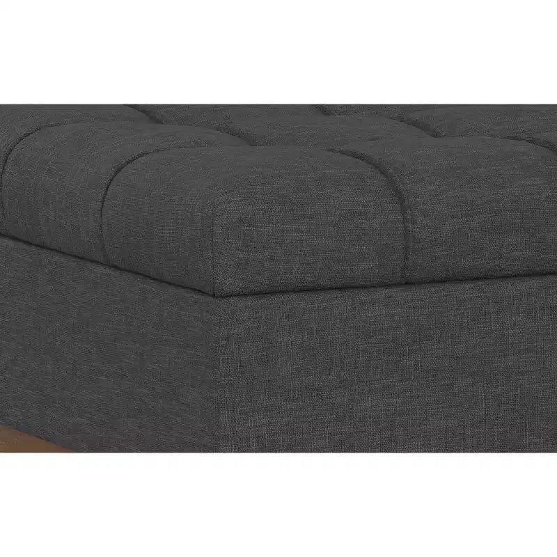 34 inch Wide Contemporary Rectangle Storage Ottoman in Slate Grey Polyester Linen