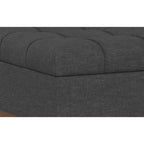 34 inch Wide Contemporary Rectangle Storage Ottoman in Slate Grey Polyester Linen