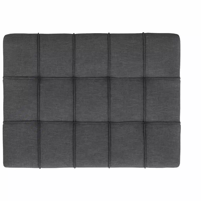34 inch Wide Contemporary Rectangle Storage Ottoman in Slate Grey Polyester Linen