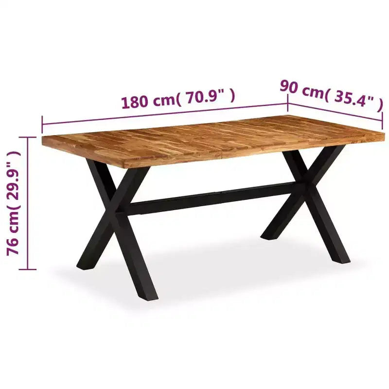 Dining Table Natural Wood, Black - Black