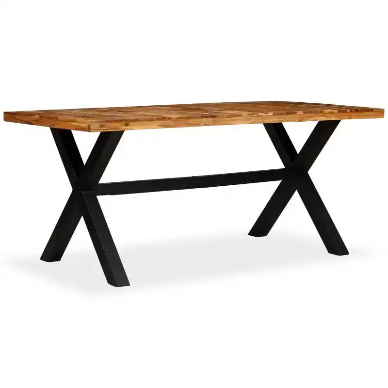 Dining Table Natural Wood, Black - Black