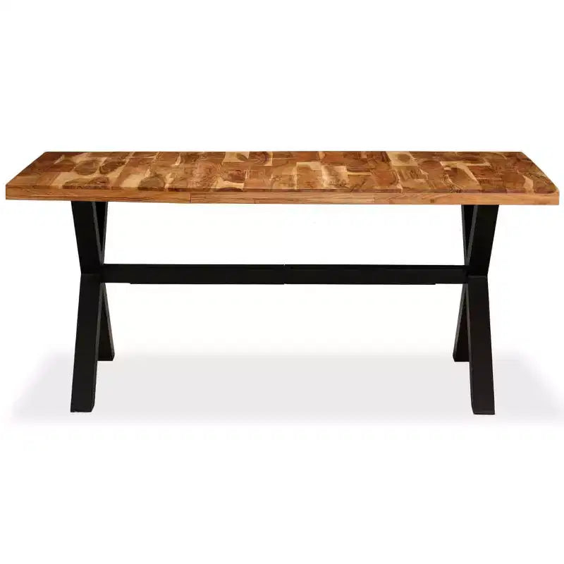 Dining Table Natural Wood, Black - Black