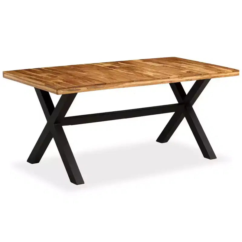 Dining Table Natural Wood, Black - Black