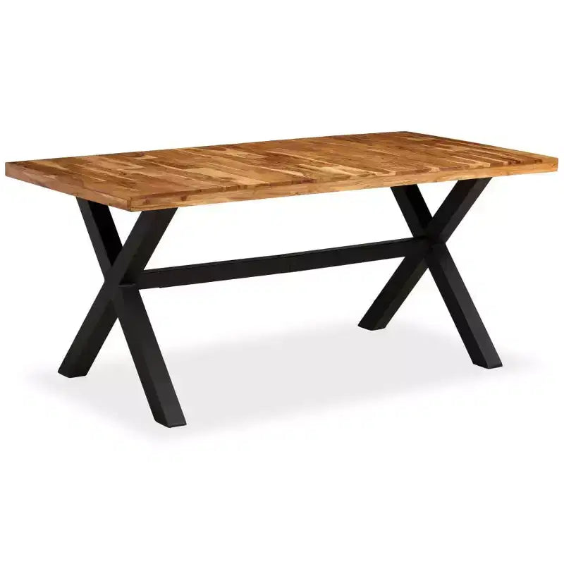Dining Table Natural Wood, Black - Black