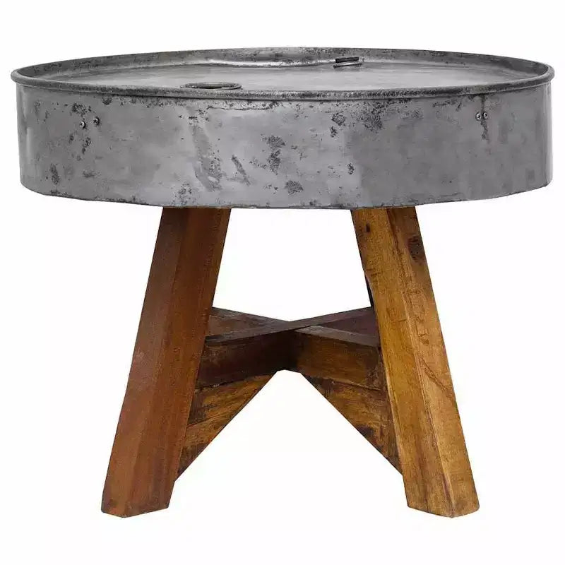 Coffee Table Side Couch Table Mixed Recycled Wood 23.6x17.7 Silver - Silver