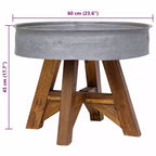 Coffee Table Side Couch Table Mixed Recycled Wood 23.6x17.7 Silver - Silver