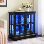 Antique Display Cabinet with Adjustable Shelves, Retro Design Quality Showcase with Lattice Doors Elegant Bookcase and Storage Cabinet for Home Decor
